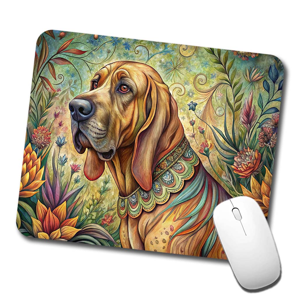 Bloodhound Dog French Bohemian Art Low Profile Mouse Pad Mat