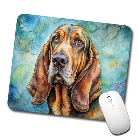Bloodhound Dog Illustration Low Profile Mouse Pad Mat