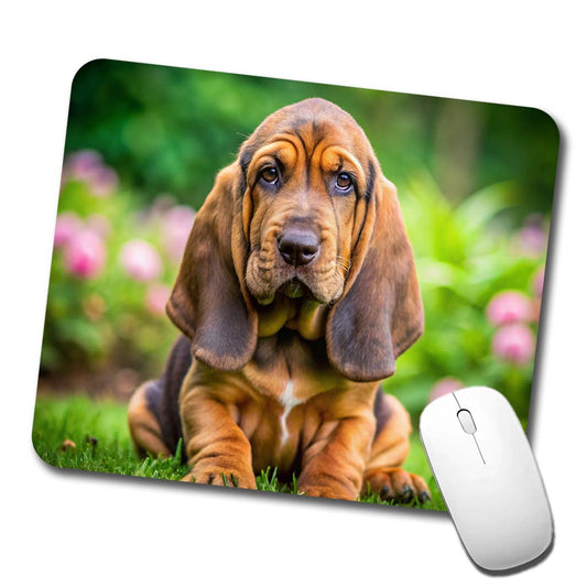 Bloodhound Dog Puppy Photo Low Profile Mouse Pad Mat