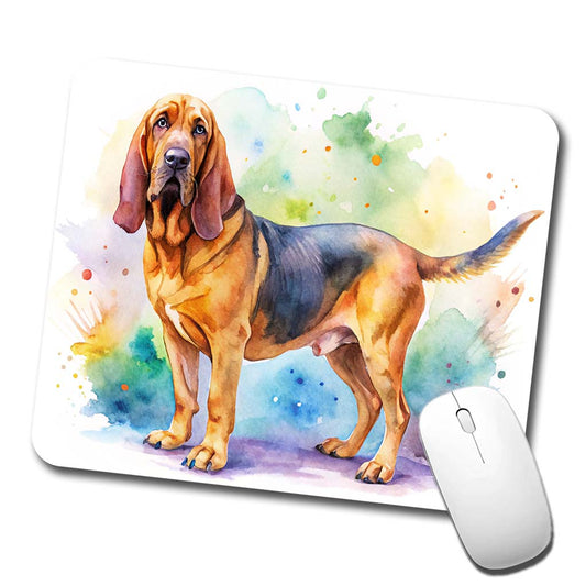 Bloodhound Dog Watercolor Style Low Profile Mouse Pad Mat