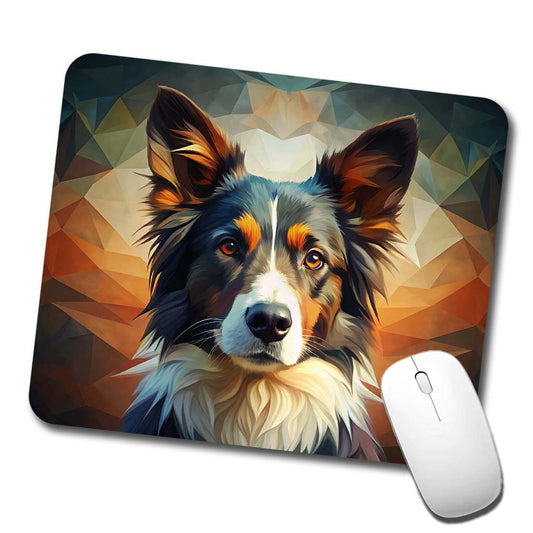Border Collie Dog Abstract Stylized Art Low Profile Mouse Pad Mat
