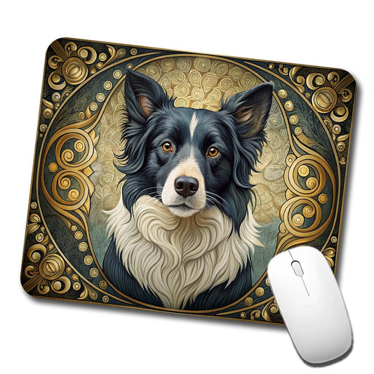 Border Collie Dog Art Nouveau Low Profile Mouse Pad Mat