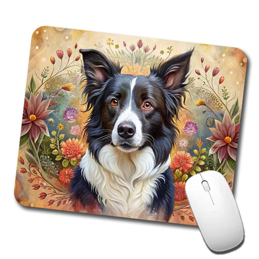 Border Collie Dog French Bohemian Art Low Profile Mouse Pad Mat
