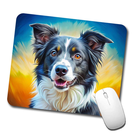 Border Collie Dog Pop Art Low Profile Mouse Pad Mat