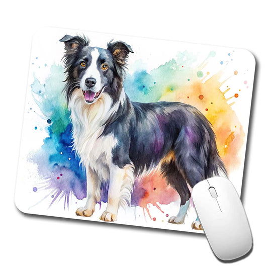 Border Collie Dog Watercolor Style Low Profile Mouse Pad Mat