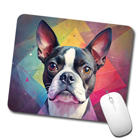 Boston Terrier Dog Contemporary Art Low Profile Mouse Pad Mat