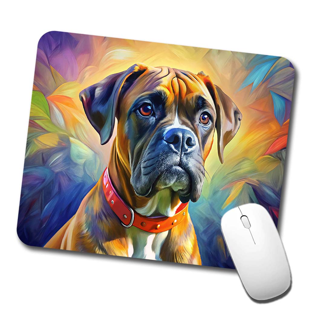 Boxer Dog Expressionism Art Low Profile Mouse Pad Mat