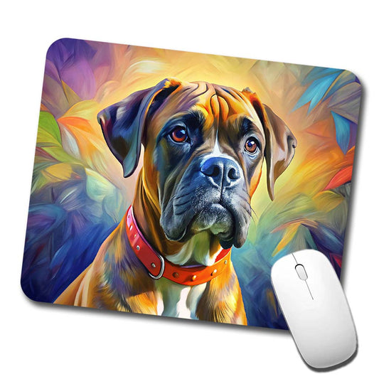 Boxer Dog Expressionism Art Low Profile Mouse Pad Mat
