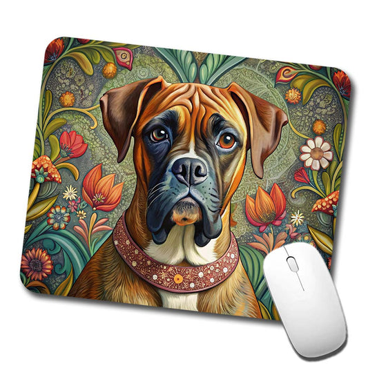 Boxer Dog French Bohemian Art Low Profile Mouse Pad Mat