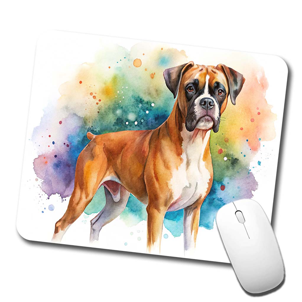 Boxer Dog Watercolor Style Low Profile Mouse Pad Mat