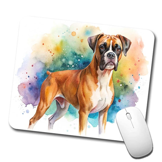 Boxer Dog Watercolor Style Low Profile Mouse Pad Mat