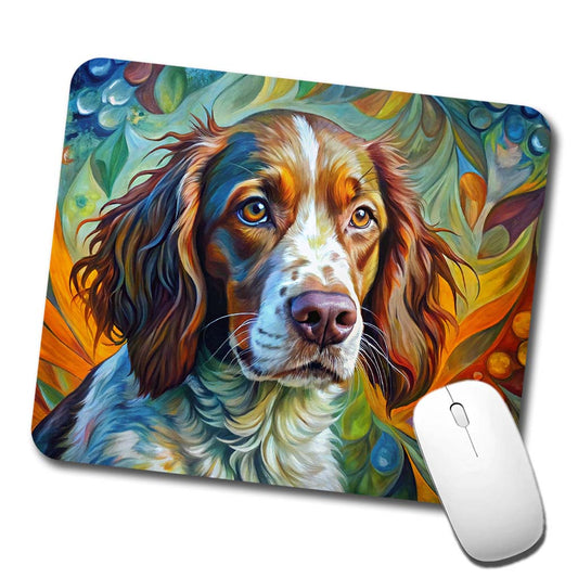Brittany Spaniel Dog Abstract Art Low Profile Mouse Pad Mat