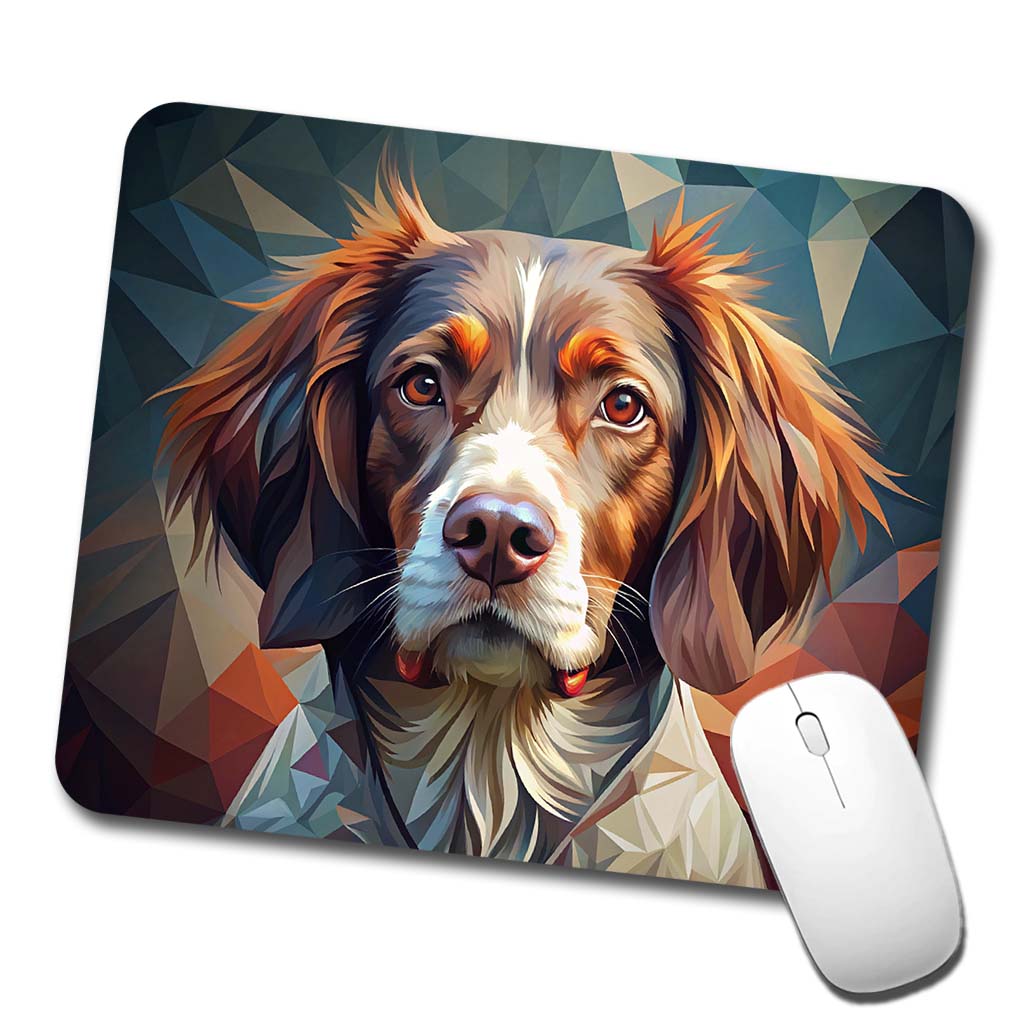 Brittany Spaniel Dog Abstract Stylized Art Low Profile Mouse Pad Mat