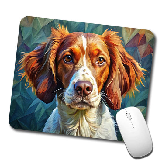 Brittany Spaniel Dog Expressionism Art Low Profile Mouse Pad Mat