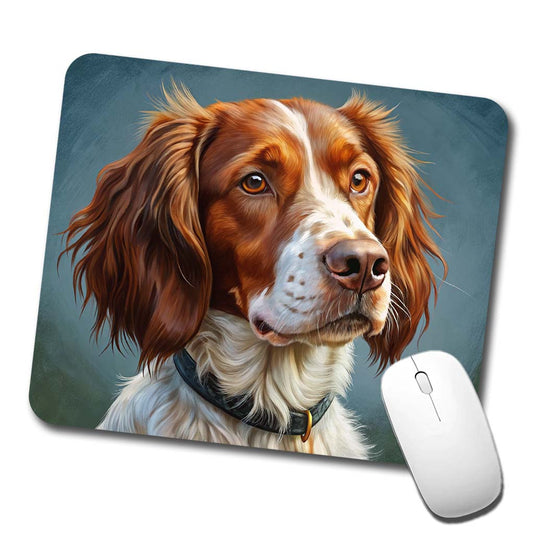 Brittany Spaniel Dog Illustration Low Profile Mouse Pad Mat