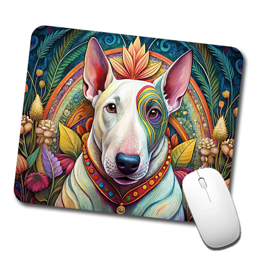 Bull Terrier Dog French Bohemian Art Low Profile Mouse Pad Mat