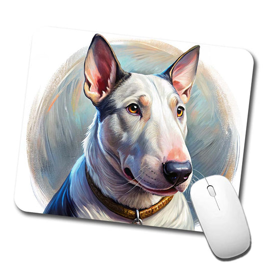 Bull Terrier Dog Illustration Low Profile Mouse Pad Mat