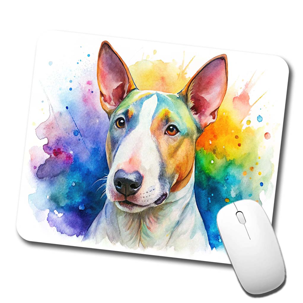 Bull Terrier Dog Watercolor Style Low Profile Mouse Pad Mat
