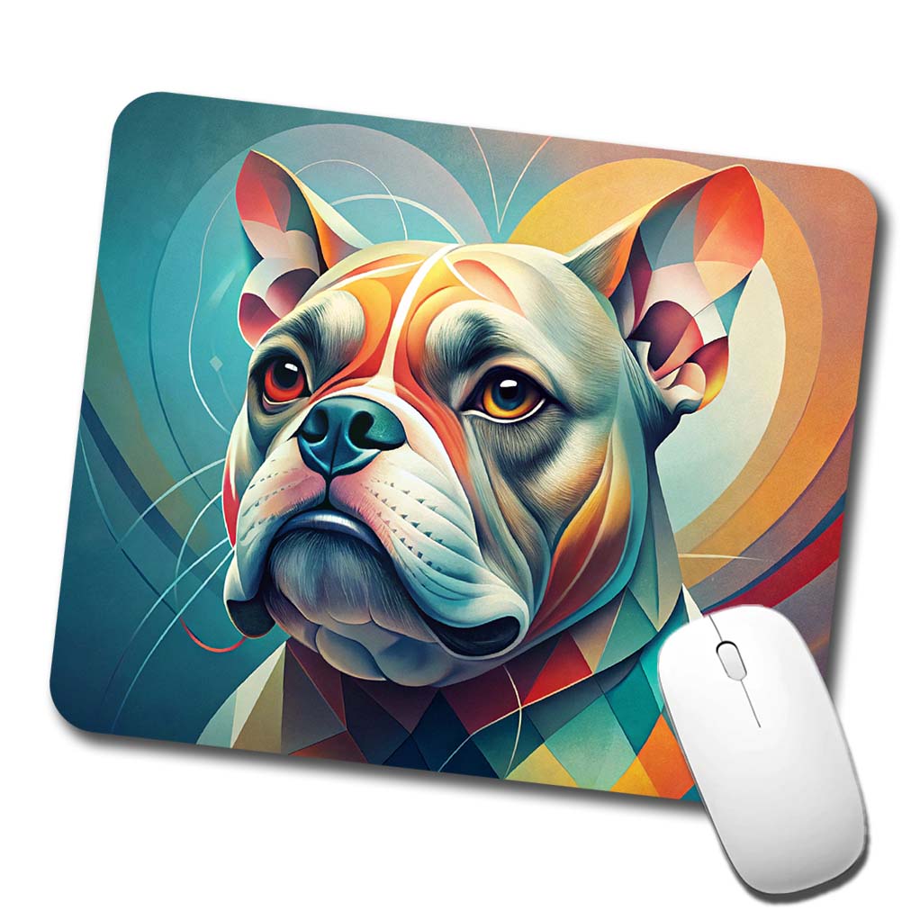 Bulldog Dog Abstract Stylized Art Low Profile Mouse Pad Mat
