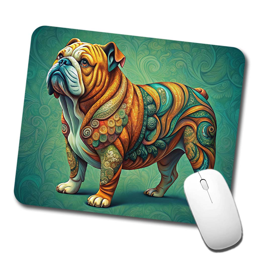 Bulldog Dog Art Nouveau Low Profile Mouse Pad Mat