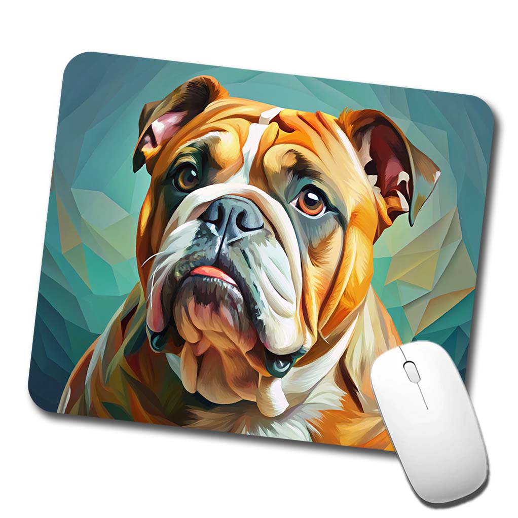 Bulldog Dog Expressionism Art Low Profile Mouse Pad Mat