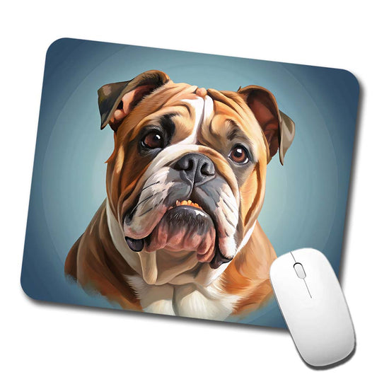 Bulldog Dog Illustration Low Profile Mouse Pad Mat