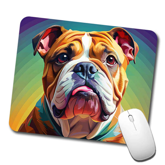 Bulldog Dog Pop Art Low Profile Mouse Pad Mat