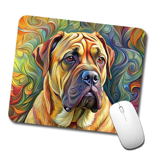 Bullmastiff Dog Expressionism Art Low Profile Mouse Pad Mat