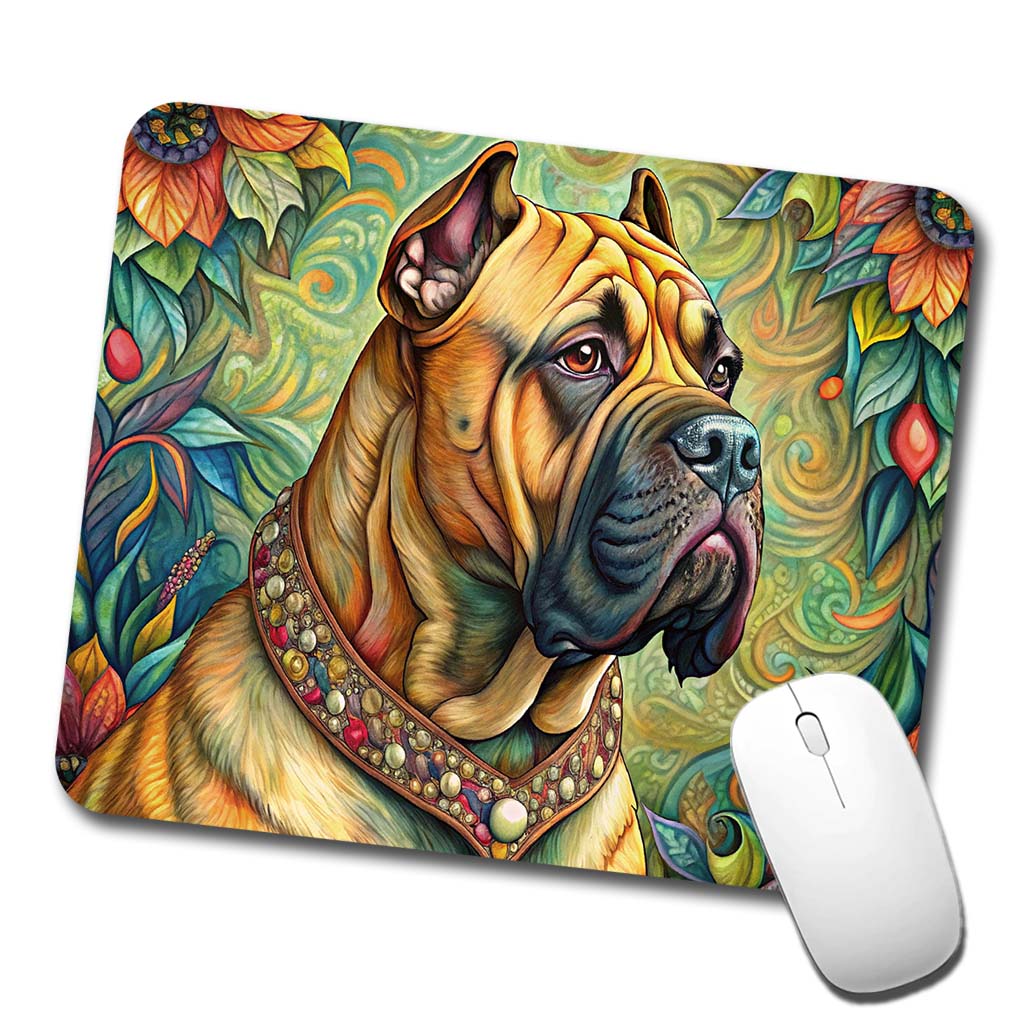 Bullmastiff Dog French Bohemian Art Low Profile Mouse Pad Mat