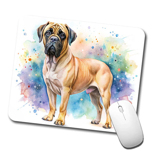 Bullmastiff Dog Watercolor Style Low Profile Mouse Pad Mat