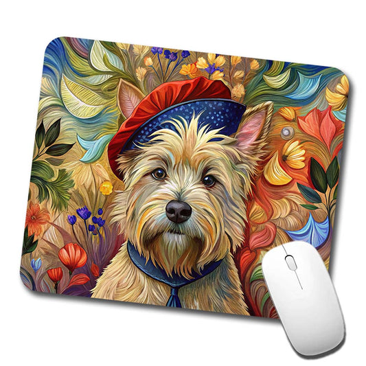 Cairn Terrier Dog French Bohemian Art Low Profile Mouse Pad Mat