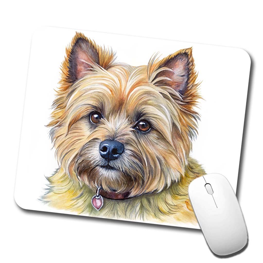 Cairn Terrier Dog Illustration Low Profile Mouse Pad Mat