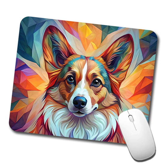Cardigan Welsh Corgi Dog Abstract Stylized Art Low Profile Mouse Pad Mat