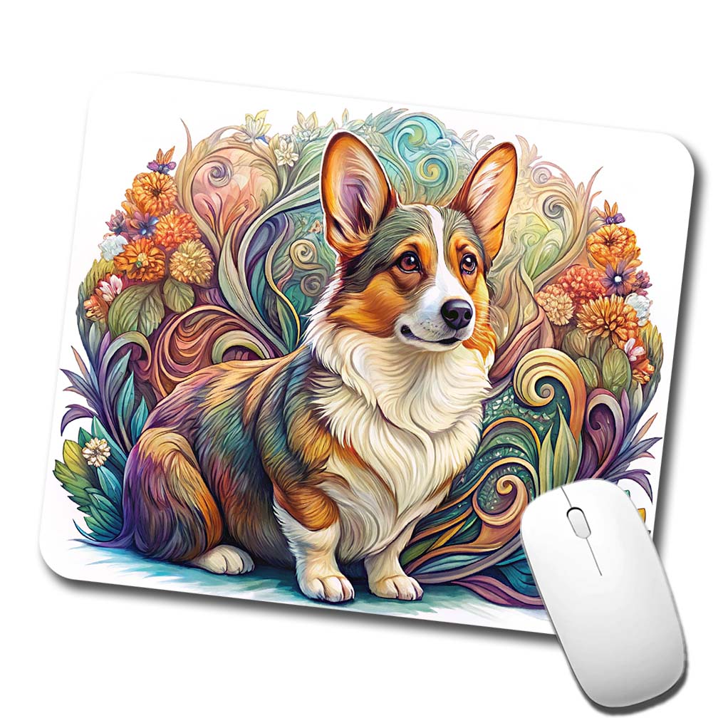 Cardigan Welsh Corgi Dog Art Nouveau Low Profile Mouse Pad Mat