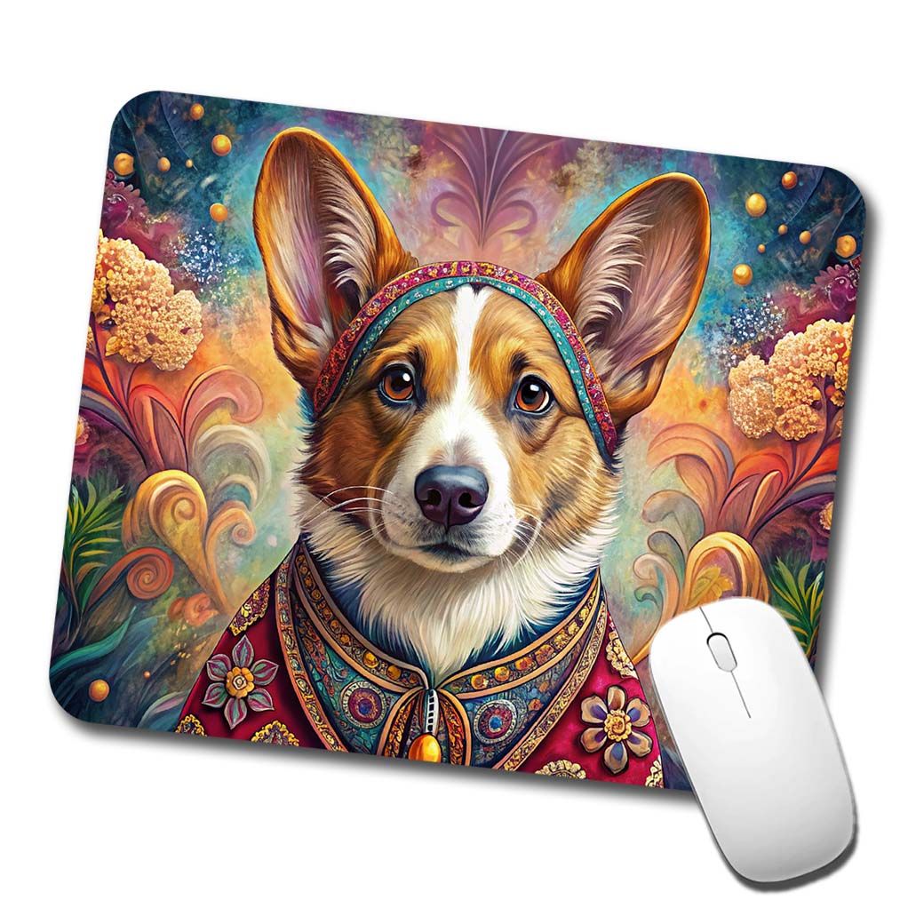 Cardigan Welsh Corgi Dog Bohemian Art Low Profile Mouse Pad Mat
