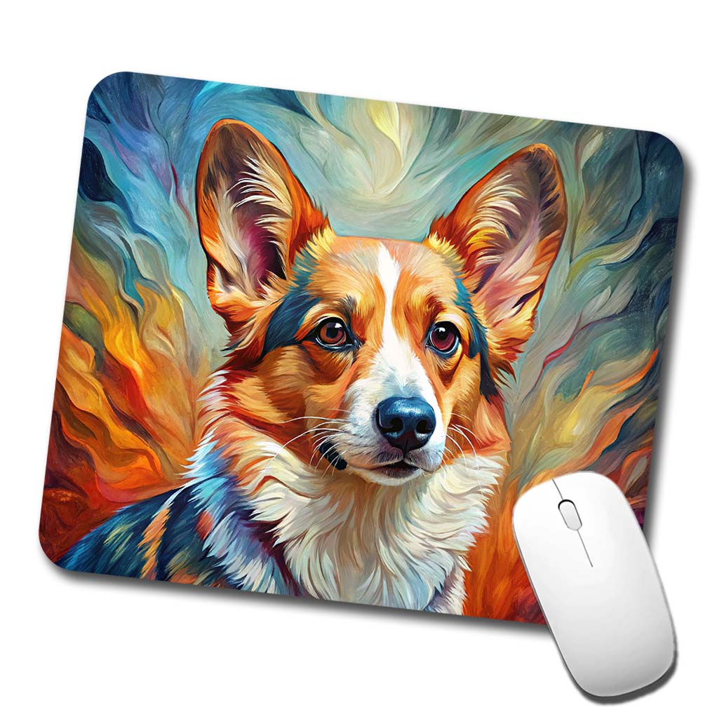 Cardigan Welsh Corgi Dog Expressionism Art Low Profile Mouse Pad Mat