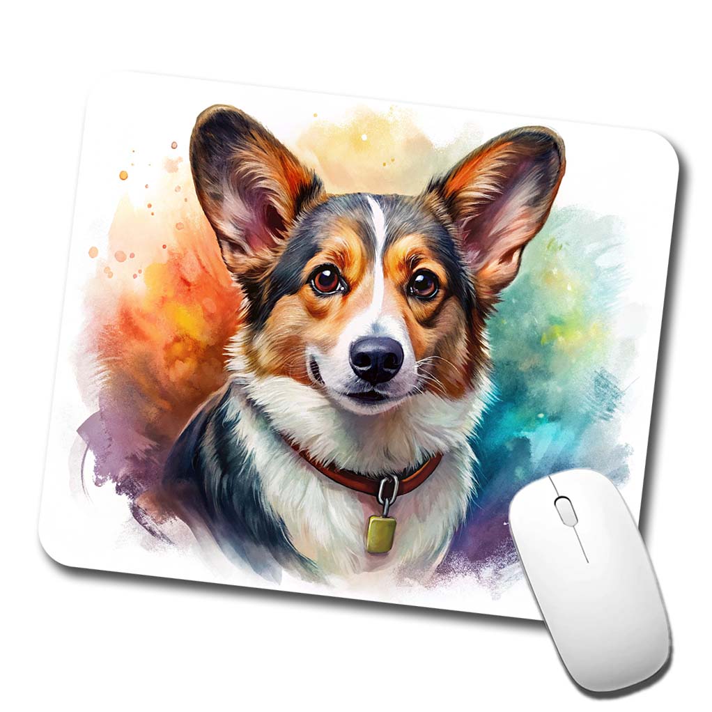 Cardigan Welsh Corgi Dog Illustration Low Profile Mouse Pad Mat