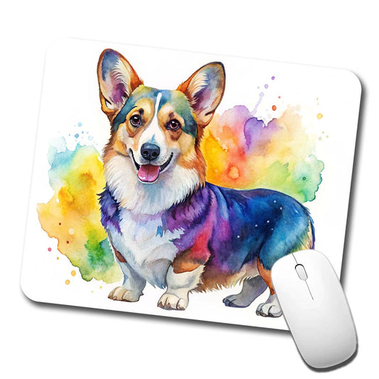 Cardigan Welsh Corgi Dog Watercolor Style Low Profile Mouse Pad Mat