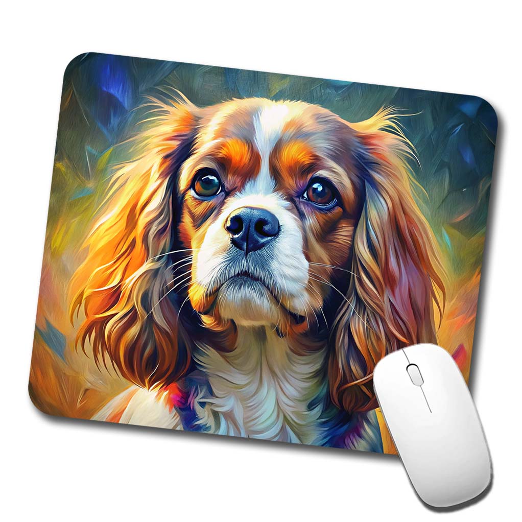 Cavalier King Charles Spaniel Dog Expressionism Art Low Profile Mouse Pad Mat