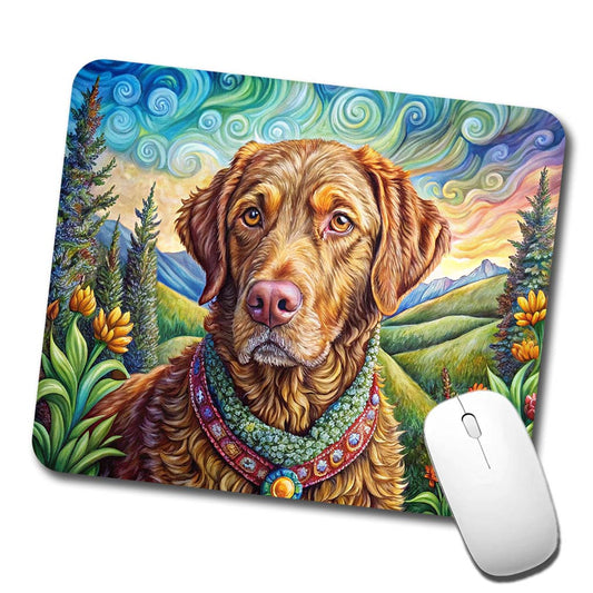 Chesapeake Bay Retriever Dog French Bohemian Art Low Profile Mouse Pad Mat