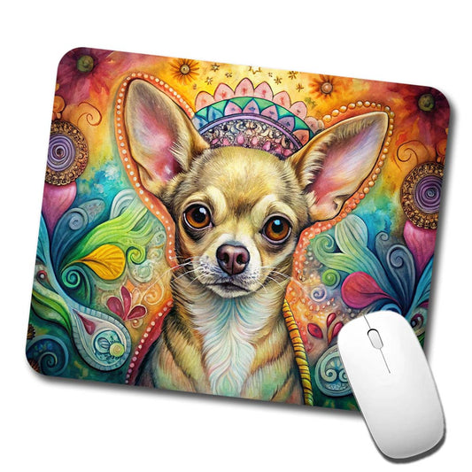Chihuahua Dog Bohemian Art Low Profile Mouse Pad Mat
