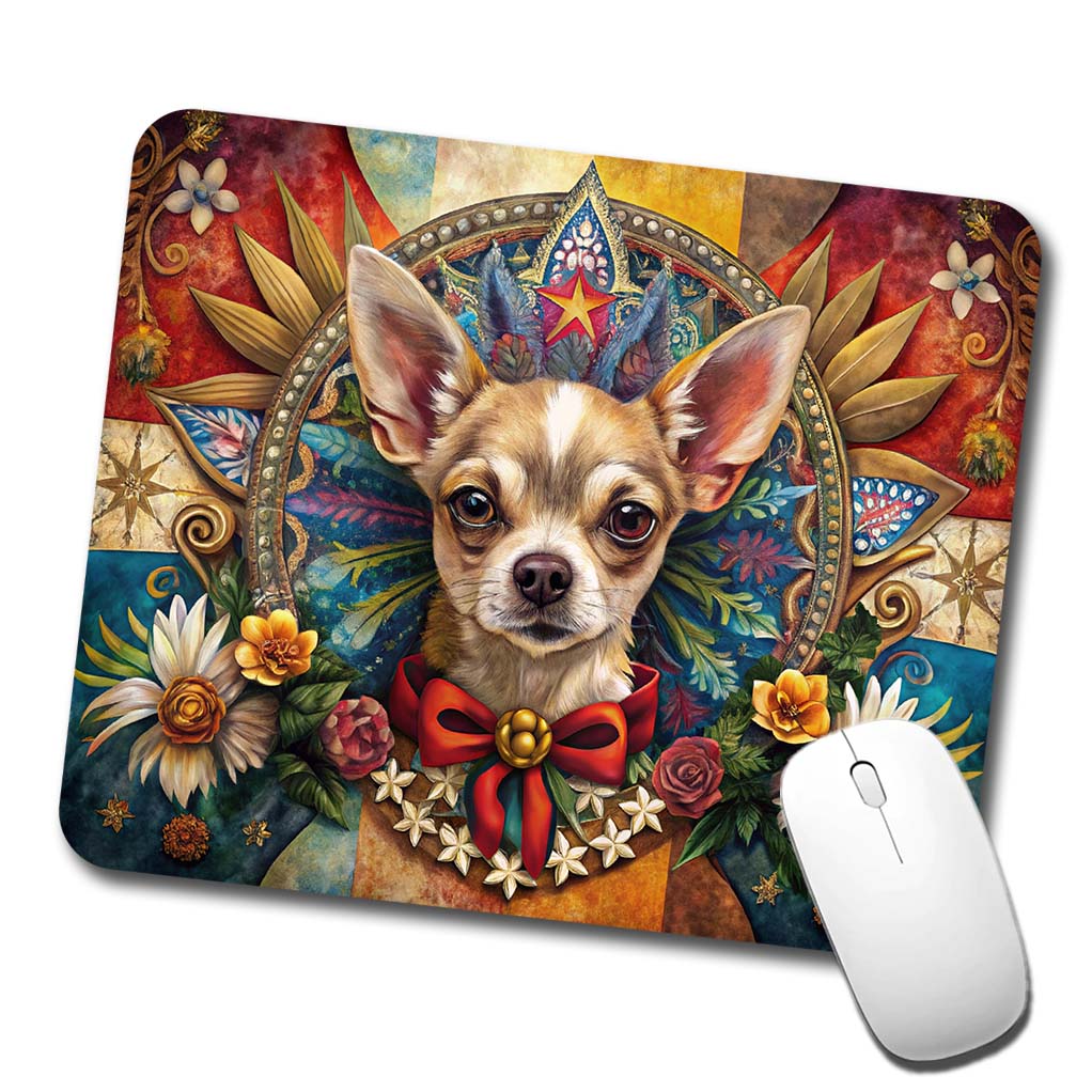 Chihuahua Dog French Bohemian Art Low Profile Mouse Pad Mat