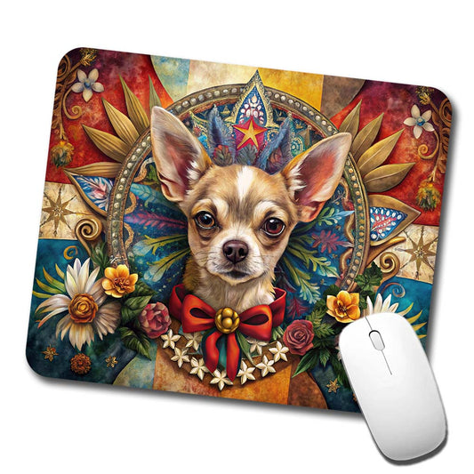 Chihuahua Dog French Bohemian Art Low Profile Mouse Pad Mat