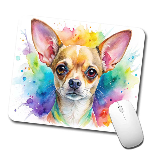 Chihuahua Dog Watercolor Style Low Profile Mouse Pad Mat