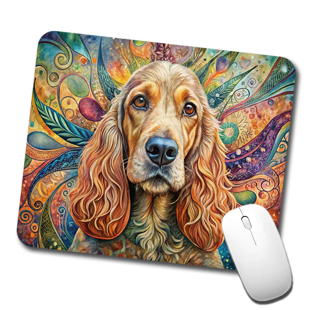 Cocker Spaniel Dog Bohemian Art Low Profile Mouse Pad Mat
