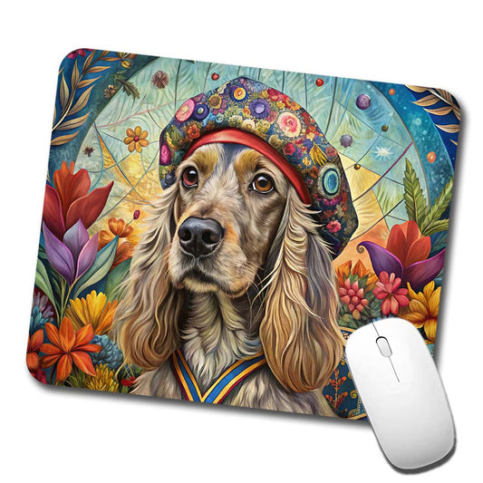Cocker Spaniel Dog French Bohemian Art Low Profile Mouse Pad Mat