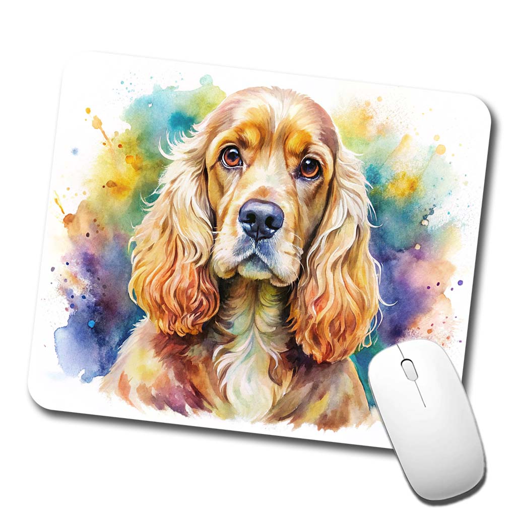 Cocker Spaniel Dog Watercolor Style Low Profile Mouse Pad Mat