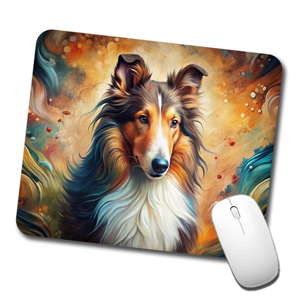 Collie Dog Abstract Art Low Profile Mouse Pad Mat