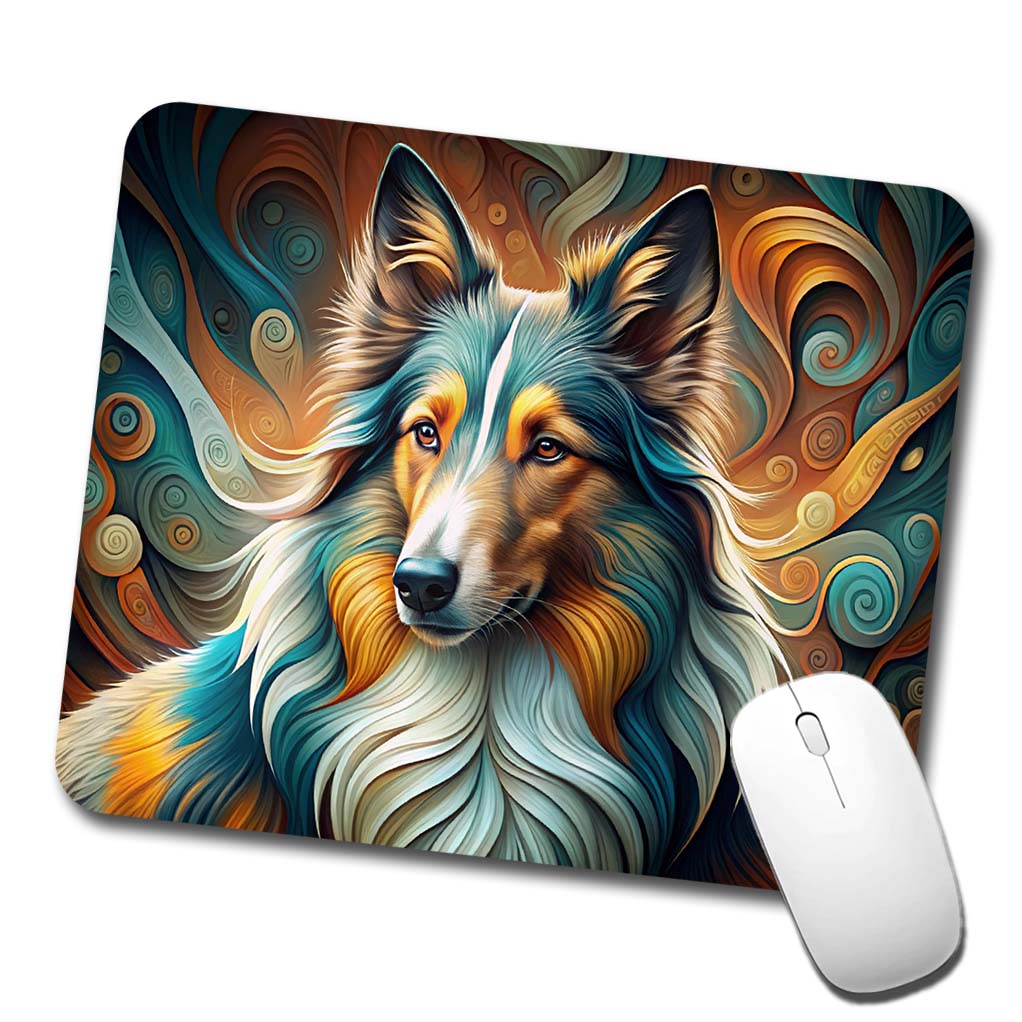 Collie Dog Abstract Stylized Art Low Profile Mouse Pad Mat