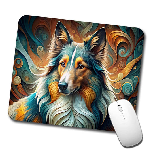 Collie Dog Abstract Stylized Art Low Profile Mouse Pad Mat
